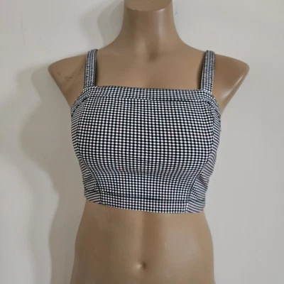 Top Hollister recortado blanco y negro a cuadros talla XS Foto 1 de 4