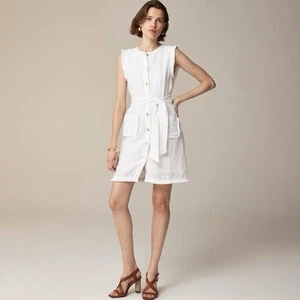 J.Crew Raw-hem mini shirt-dress in linen - white size small - Picture 1 of 9