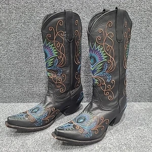 Tony Lama Multicolor Western Cowboy Boot VF 3038 size 10 B Peacock Embroidery - Picture 1 of 15