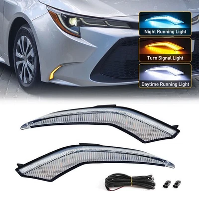 For Toyota Corolla L LE XLE Model 2020-2023 LED Daytime Running Fog Lights DRL * - Image 1 of 4