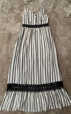 Talla Grande Largo Maxi Blanco Negro Solero Detalle Encaje Foto 1 de 4