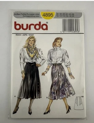 Burda 4895 Full Skirt Calf Length Size 10-20 Uncut - Image 1 of 2