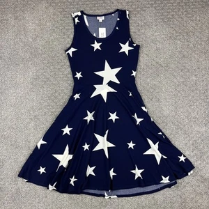 LuLaRoe Nicki Dress Womens Small Blue White Stars Patriotic Coastal Celestial - Picture 1 of 8
