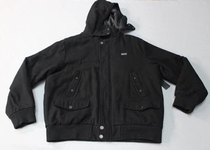 Coogi Jacket Mens XL Black Hooded Bomber Quilted Lined Zip Snap Front Pockets - Picture 1 of 10