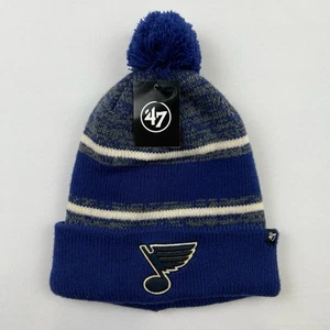 NWT St Louis Blues ‘47 Puffball Knit Beanie Winter Hockey - Picture 1 of 3