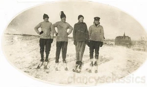 1921 Minot North Dakota Men on Skis Snow Oval RPPC Albert Melby - Picture 1 of 1
