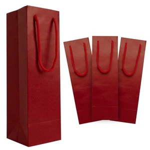 Red Wine Bags - 60Pcs Tall, 4x4x13 Inch Red Kraft Wine Bottle Gift Bags - Picture 1 of 7