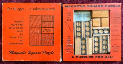 Vintage Magnetic Square Puzzle Original Box Solitaire Puzzle Wm. F. Drueke - Image 1 of 4