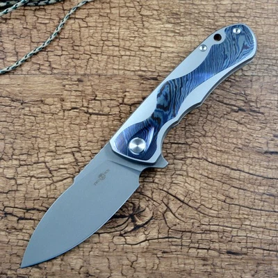 TWOSUN TS511 TIMASCUS TITNAIUM FOLDING POKCET KNIVES 3.5" M390 PLAIN BLADE - Image 1 of 4