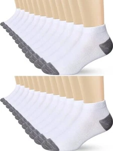 Mens 3-12 Pairs 2-Tone White Athletic Cotton Socks Ankle Low Cut Size 9-11 10-13 - Picture 1 of 6