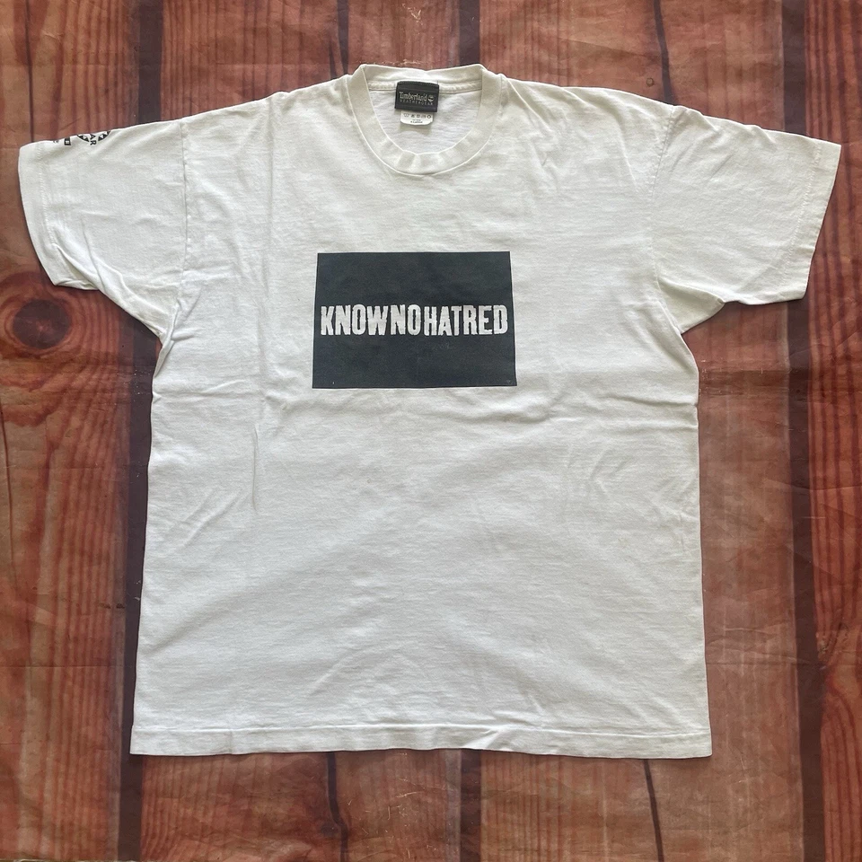 VINTAGE  Double Sided 90s Timberland Promo Political Racism Equal Rights TEE XL - Image 1 of 4