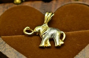 14K Yellow & White Gold Two Tone Elephant Pendant Charm - Picture 1 of 4