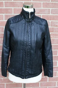 Lisa International Black Faux Leather Jacket Women's Size PS - Picture 1 of 6