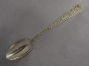 S KIRK & SON REPOUSSE STERLING SILVER STUFFING / PLATTER SPOON 10 7/8" NO MONO - Picture 1 of 7