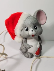 Christmas Night Light Santa Mouse Santa Hat Ceramic Light Nursery Baby 6.5" - Picture 1 of 10