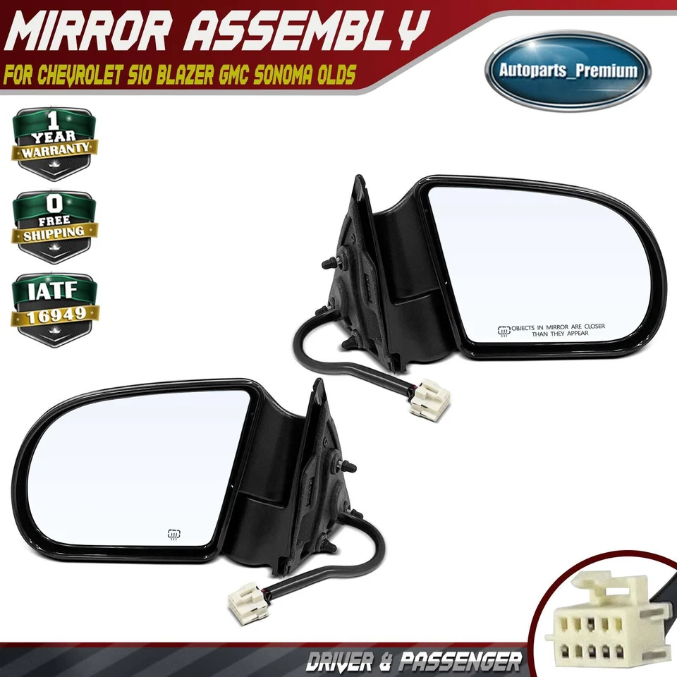 2 зеркала с электроприводом с подогревом и ручным складыванием для Chevy Blazer S10 GMC Sonoma Olds - Изображение 1 из 4
