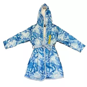 Woodrow & Friends Kid's Sherpa Lined Robe Blue Camo - Picture 1 of 2