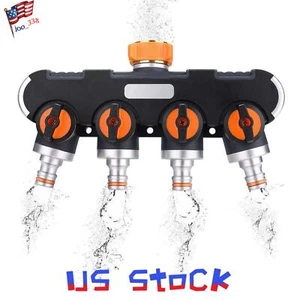 Garden Irrigation Diverter 4Way Tap Connector Metal Hose Pipe Splitter Drip Tool - Picture 1 of 14