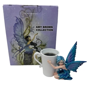 Amy Brown Collection Comfort Cup Fairy Figurine with Mug - Blue Fairy Design - Picture 1 of 10