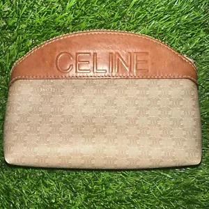 Autentica Borsa a Frittura Modello Blasone Celine Macadam Borsa PVC Pelle Beige Italia - Foto 1 di 8