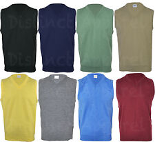 Mens Classic Plain V Neck Sweater Pull Over Tank Top Work Casual Golf S-XXL