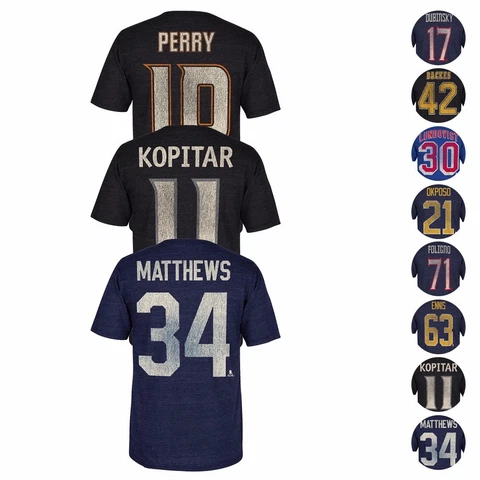 NHL CCM Retro Tri-Blend Player Name & Number Jersey T-Shirt Collection Men's Cover
