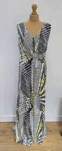 BNWT COLEBROOKE WINDSMOOR Jersey MAXI DRESS 12 14 HOLIDAY Geometric Black White - Picture 1 of 6