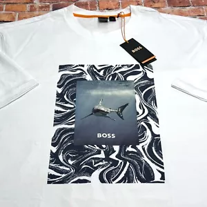 Hugo Boss Mens 5XL White Short Sleeve Tucan Shark Graphic T-Shirt - Picture 1 of 3