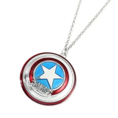 Ожерелье с подвеской в виде супергероя винтажное серебристое Captain America Shield Marvel ювелирные изделия - Изображение 1 из 4