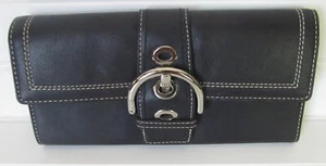 Coach Soho Buckle Vintage Black Soft Leather Large Accordion Wallet - Picture 1 of 5