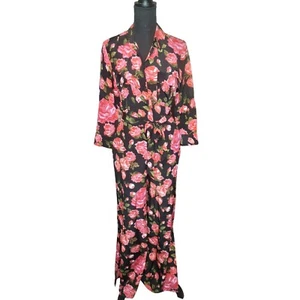 L'AGENCE Teddy 3/4 Slv Belted Jumpsuit Silk Pockets Wide Leg W/ Side Slit 2 - Picture 1 of 12