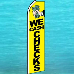 WE CASH CHECKS FLATTER FLAG Insegna Pubblicitaria Alta Curva Piuma Swooper Banner - Foto 1 di 5