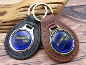 RARE VINTAGE 1980s BLUE BLOCKBUSTER VIDEO VHS Leather Key Chain Ring Fob NOS - Bild 1 von 7