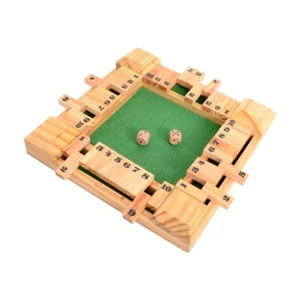 Shut The Box Dice Game for Kids & Adults 4 Sided Wooden Board Game - Picture 1 of 7