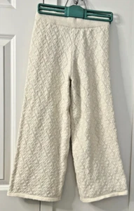 ZARA Girls Knit Pants Elastic Waist Ivory Diamond Design Wide Leg Size 9-10 - Picture 1 of 12