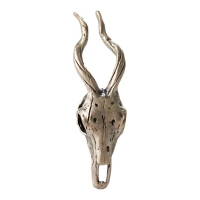 Big Goat Skull Ring Adjustable Antique Silver Plated Brass (18mm 8US size) - Image 1 of 4