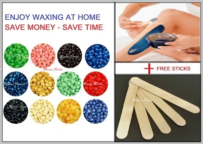 Hard Wax Beans Pellet Hot Waxing Beads BRAZILIAN Body Hair Removal + FREE STICKS