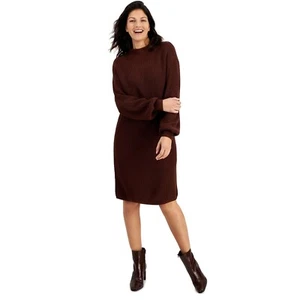 Style & Co. Sweater Dress Ribbed Knit Long Sleeve Casual Brown Dress Size M NWT - Picture 1 of 9