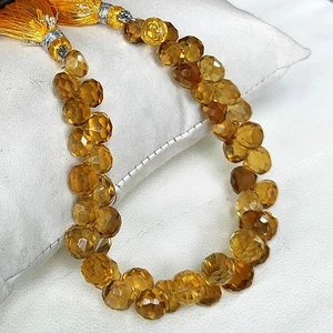 Natürlicher Honig Quarz Edelstein 7 bis 8 mm Größe Facettiert Zwiebelform Perlen 7 Zoll Strang - Bild 1 von 7