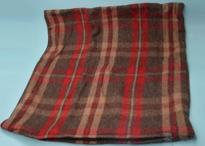 Rojo Marrón Cuadros Mezcla Lana Almohada Falsa 17x18" Cierre Cremallera Foto 1 de 2