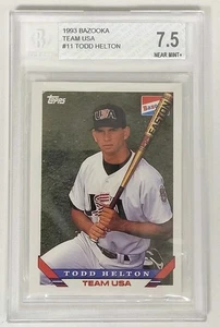 1993 Bazooka Todd Helton Team USA #11 Beckett 7.5 NM+ RC Trading Card - Picture 1 of 2