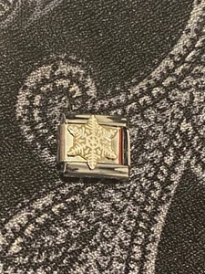 New Gold Snowflake ❄️ Enamel Italian Charm Fits 9mm Classic Nomination Bracelet - Picture 1 of 4