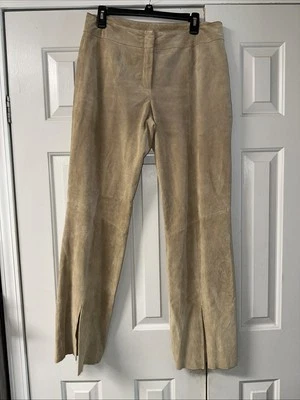 Pantalones de gamuza de cuero Wilson’s para dama talla 12 pierna recta beige sin dobladillo Foto 1 de 4