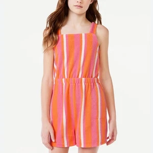 Free Assembly Orange and Pink Striped Jumpsuit terrycloth XL 14/16 jumper - Picture 1 of 4