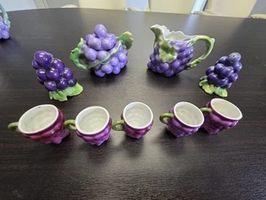 Royal Bayreuth Bavaria Grape Porcelain Set – Creamer, Sugar, Cups, Salt & Pepper - Picture 1 of 11