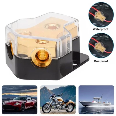 1/2PCS Power Ground Amp Distribution Block 0/2/4 Gauge Input 4/6/8 Gauge Output - Image 1 of 4