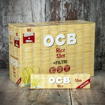 OCB RICE KING SIZE Slim ROLLING PAPER & FILTER TIPS 3 6 12 24 32 - Image 1 of 3