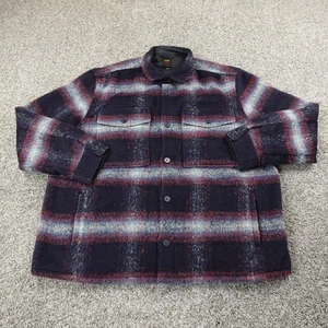 Lee Jacket Mens XL Blue Red Plaid Wool Button Up Heavyweight Shacket Overshirt - Picture 1 of 8