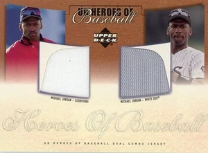 MICHAEL JORDAN 2001 UPPER DECK DUAL GAME USED JERSEY BASEBALL CARD #J-JJ - Picture 1 of 2