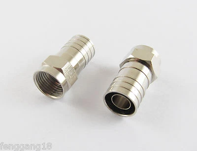 F Type Male Plug Straight Connector Crimp-On for RG6 Coax Cable Video TV Cable - Image 1 of 3